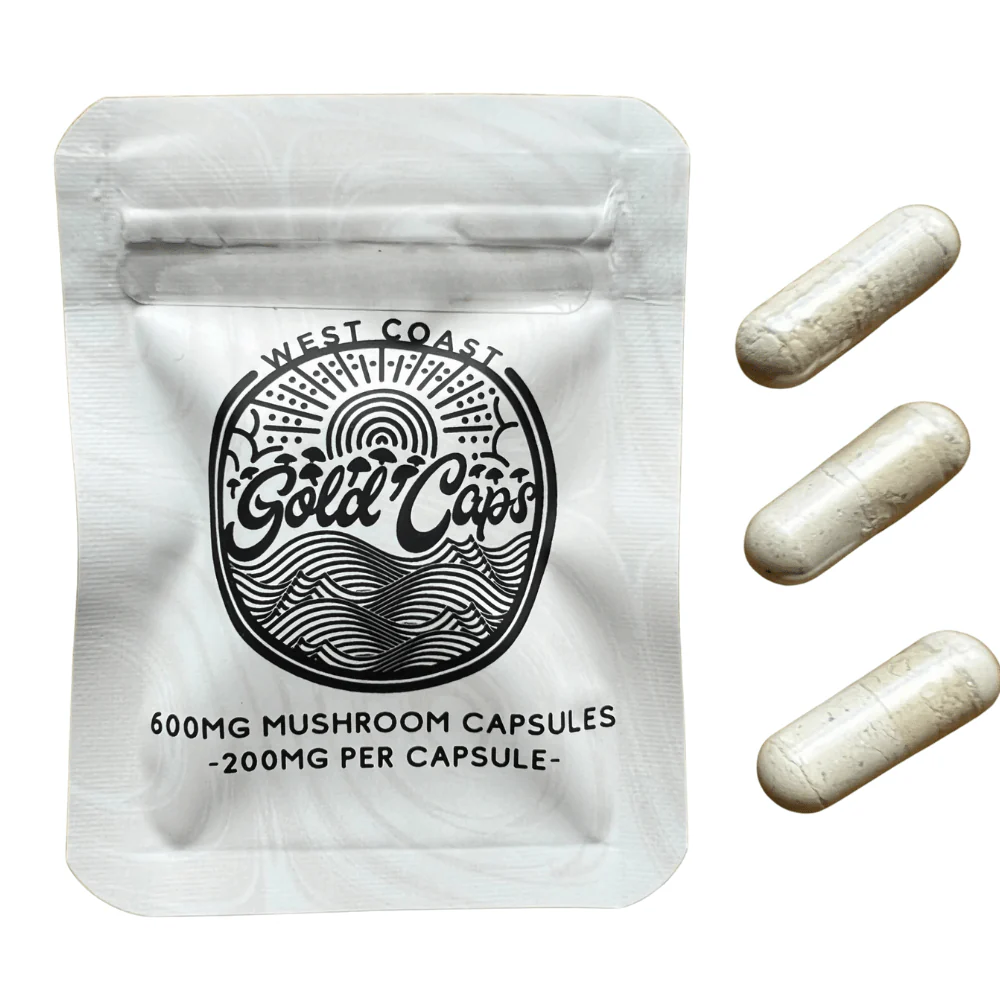 Buy West Coast Gold Caps Mushroom Capsules 600mg | Premium Psilocybin Microdose Capsules