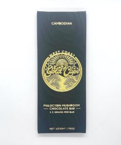 Buy West Coast Gold Caps - Cambodian Chocolate Bar 3.5g packaging and dark chocolate bar
